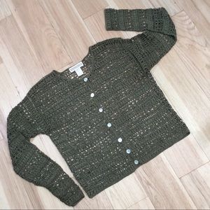 Olive Green Maurice’s Knit Mesh Crop Sweater